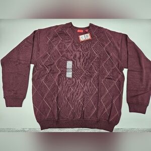 NWT IZOD Burgundy Pullover 100% Cotton Sweater Mens Sz XXL DIAMOND PATTERN